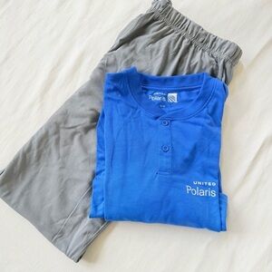 United Airlines Polaris Pajamas Blue Top Grey Pants  S / M